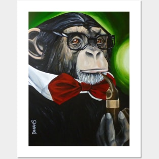 funny painting of monkey, professor chimpo, animal art, surrealism painting Posters and Art